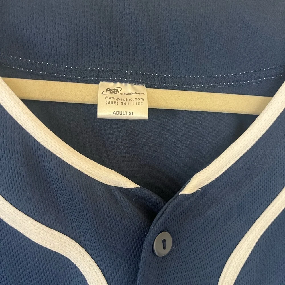 Blue Baseball Jersey with White Accents - Picture 4 of 5